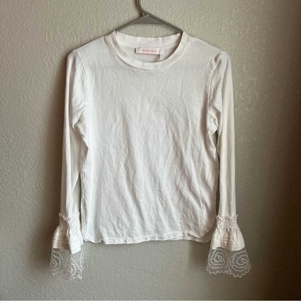 See by Chloe Lace Bell Sleeve Tee
